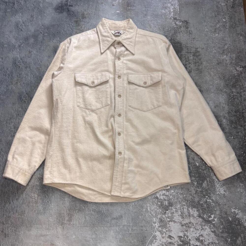 Vintage 70s Duxbak White Heavy Cotton Shirt. Size Large